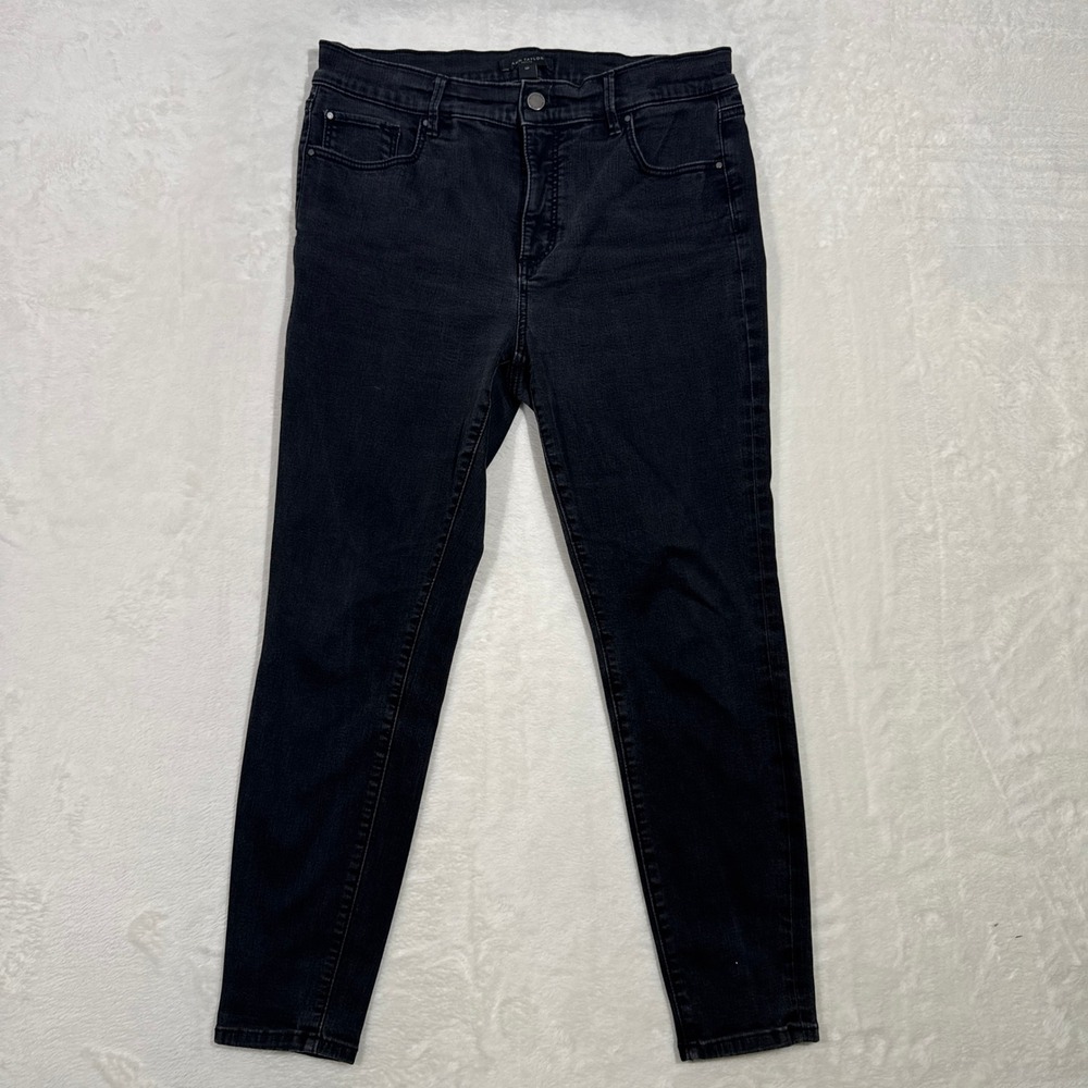 Ann Taylor Jeans Womens 12P Black The Skinny Petite High Rise Stretch Denim